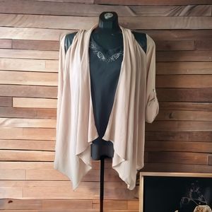 3/$40 Sale! Love Tree Lightweight flowy Cardigan with Faux Leather Shoulders